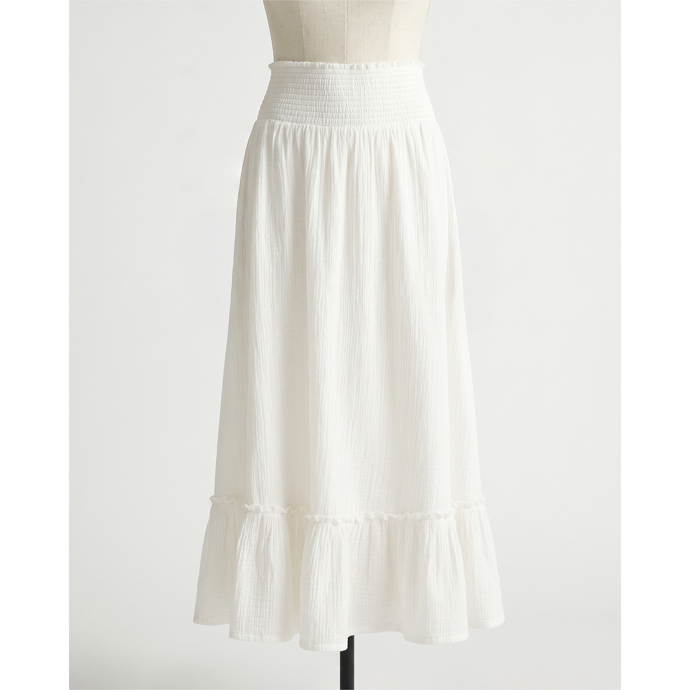 100% Organic Cotton Gauze Smocked Maxi Skirt - Picture 1 of 4